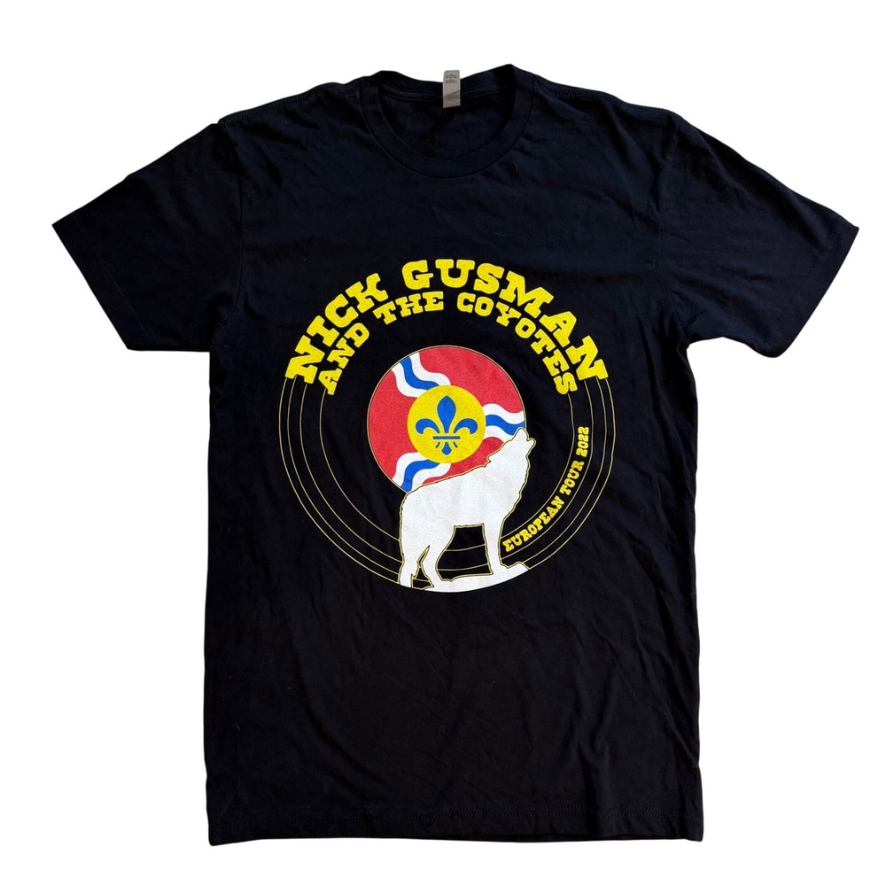 Nick Gusman and the Coyotes 2022 European Tour T-Shirt Black Mens Small Cotton